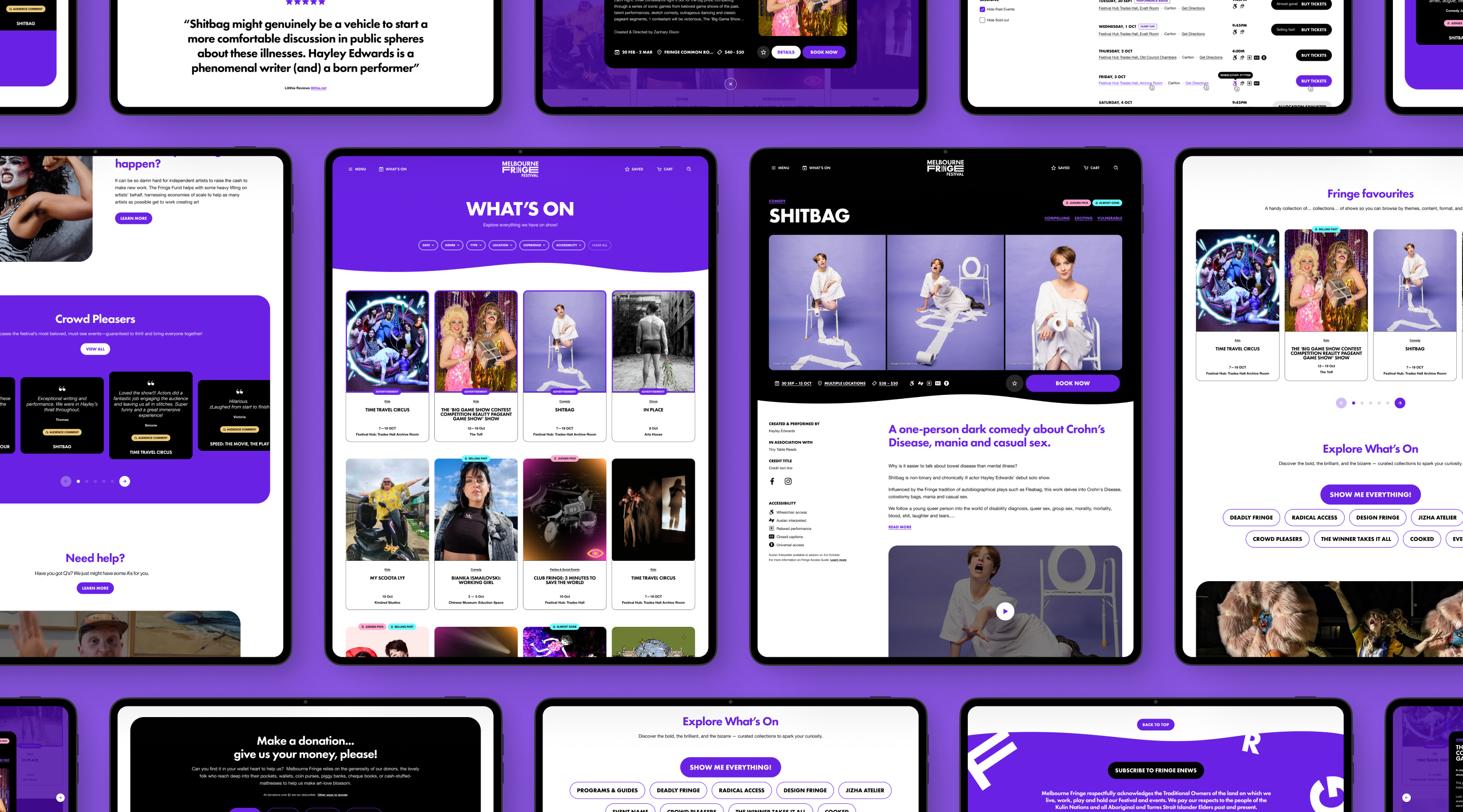 Grid of site screens on iPad