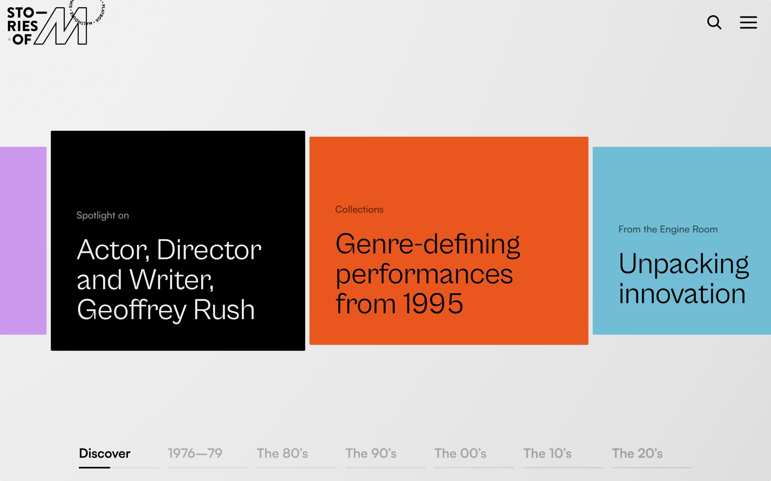 The discoverable timeline on the Stories of M website