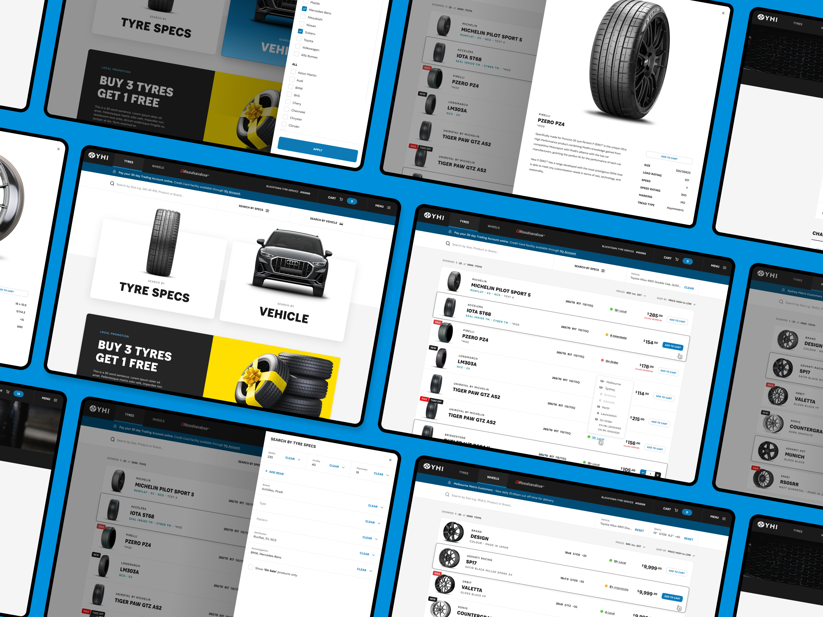 Grid of site screens on iPad